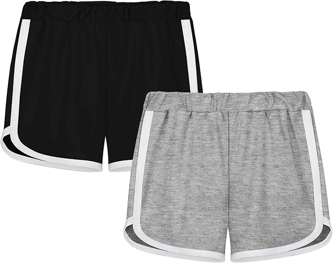 Stylish and Functional Design: Featuring a trendy dolphin-shaped cuff design with a contrast color wrapping edge, these athletic shorts not only enhance style but also allow for easy movement,  Hiking Fitness Training Short Breathable Biker Short 2 Pack
