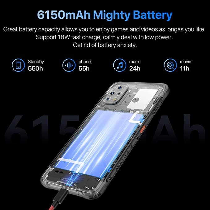 UMIDIGI Rugged Unlocked Cell Phones Canada, BISON 2 PRO 8G+256GB, Rugged Smartphone with IP68 & IP69K, 6150mAh Mobile Phone, Android 12, NFC, 6.5