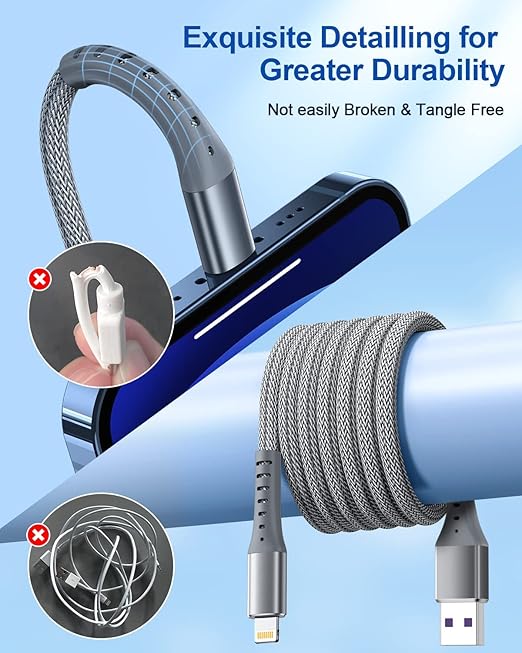 This iPhone cableis fast charger equipped with surge protection, Fast Charge iPhone Cable for iPhone 14 13 12 11 Pro Max XR XS X 8 7 Plus 6s 6 SE 5
