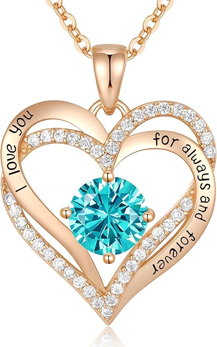 made of 925 sterling silver with high-cost rhodium or rose gold plating. Heart Pendant Necklaces for Women 925 Sterling Silver with Birthstone Zirconia,