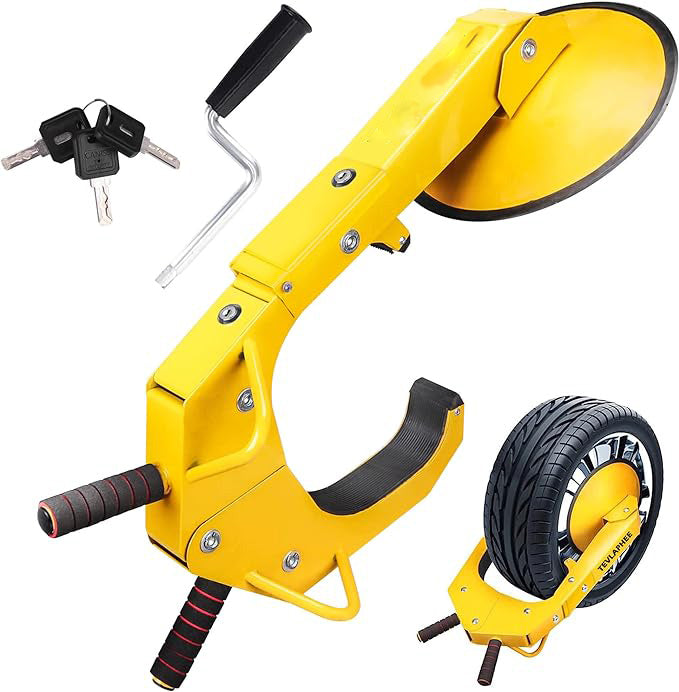 Locks Anti-Theft Trailers Wheel Clamp Lock Parking Boot for Cars, Upgraded Dual Lock Adjustable Claw Lug Nuts Cover
