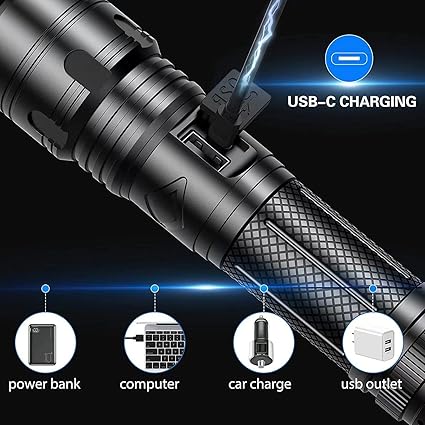 Equipped with 1100 mAh rechargeable battery, it only takes 1.5 hours to fully charge.Pocket Flashlight for Headlamp Use, Rescue, Camping