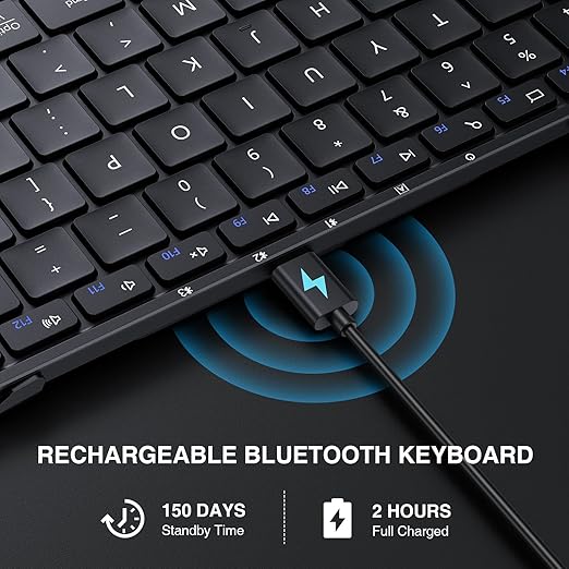 Wireless Portable Keyboard with Numeric Keypad, Full-Size Travel Keyboard for Windows iOS Android Tablet PC Smartphone,