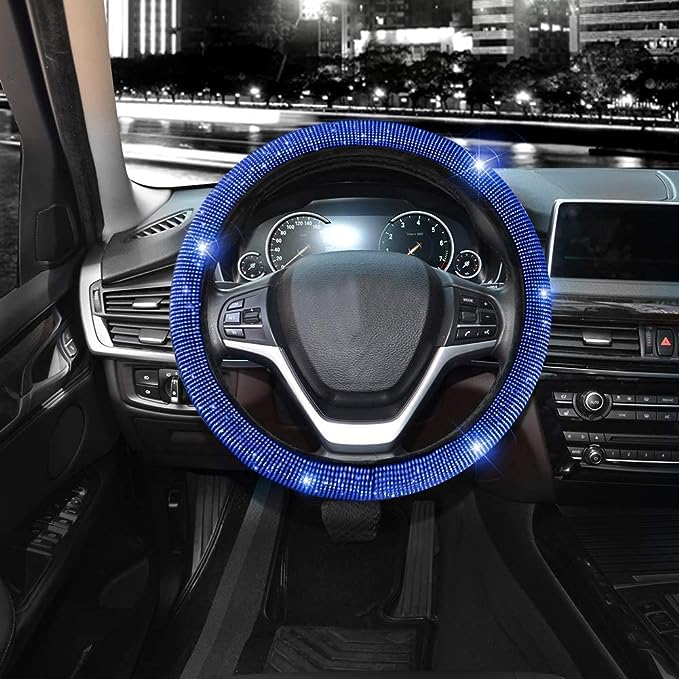 Car SUV Wheel Protector Universal Fit 15 Inch,Cover made of durable microfiber leather with soft velvet, consisted hundreds of shiny rhinestones. Super Sparkly, Better Spotlight,