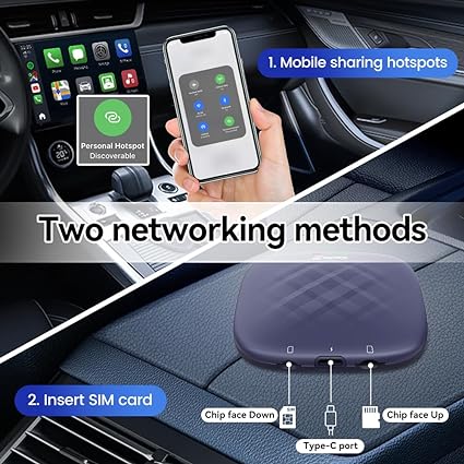 Play/Netflix/YouTube/GPS,Support SIM&SD Card,Wireless CarPlay,Wireless Android Auto etc, CarPlay Android AI Box Adapter