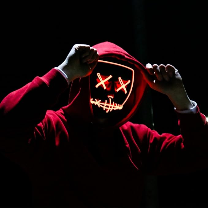 Clip the power pack to your pocket or onto your clothing.Light up Mask Scary mask for Festival Cosplay Halloween Costume Masquerade