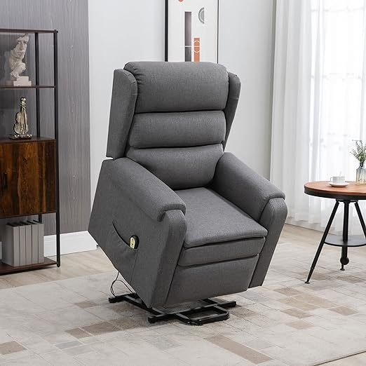 A high, padded back supports you fully so you can truly relax,Fabric Electric Stand-Up Sofa, Heavy-Duty Reclining Chair with Pockets for Living Room