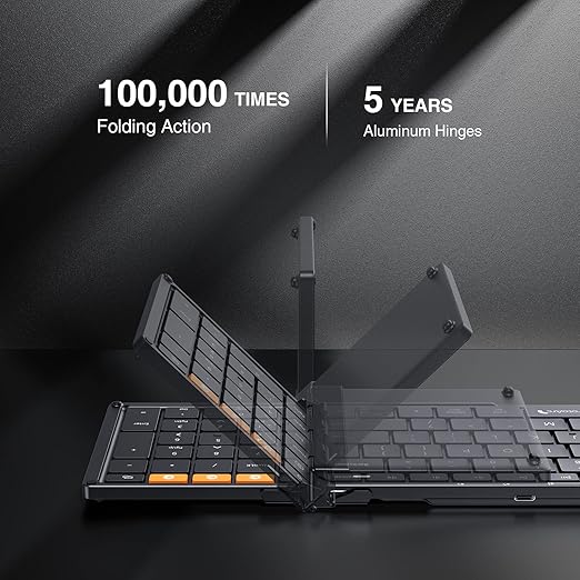 Wireless Portable Keyboard with Numeric Keypad, Full-Size Travel Keyboard for Windows iOS Android Tablet PC Smartphone,