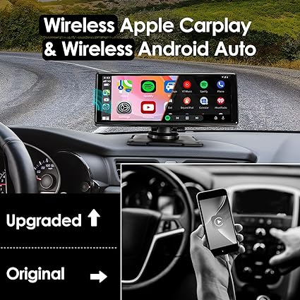 Car Audio Receiver, Drivemate, Car Buddy with Voice Control, CarPlay Dash Mount Portable Car Stereo, Android Auto, AUX/AV in/USB, AHD Rear View Camera