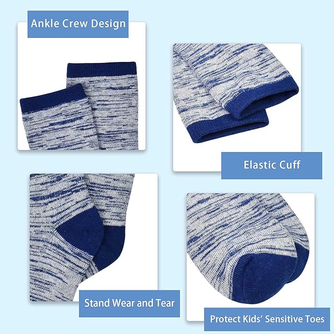 12 Pairs Boys Socks, Ankle Crew Socks for Toddler Kids Boys Girls, The fashion cotton socks set is the ideal gift for you little boys and girls. Stylish splicing design, bright colors