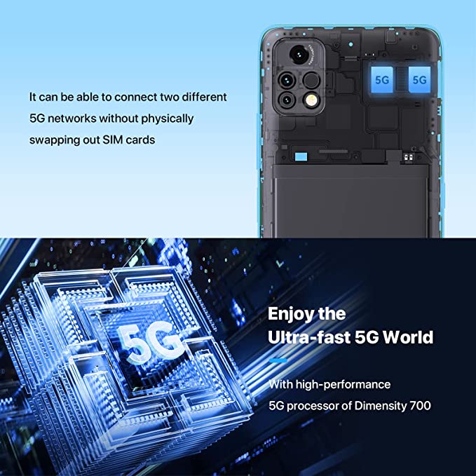Cell Phones, 5150mAh Large Battery, 48MP+24MP+5MP Camera, 5G Dual SIM GSM Volte Unlocked Smartphone, 18W, NFC