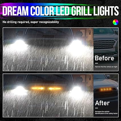 Color-Music-Timing-Flashing 4 Pods Front Grille Light, Smart  APP Control - for Truck