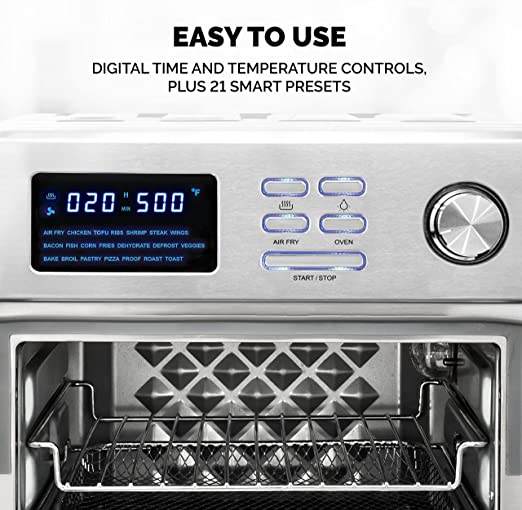 Chefman Multifunctional Digital Air Fryer+ Rotisserie, Dehydrator, Convection Oven, 17 Touch Screen Presets Fry, Roast, Dehydrate & Bake, Auto Shutoff, Accessories Included, XL 10L Family Size, Black