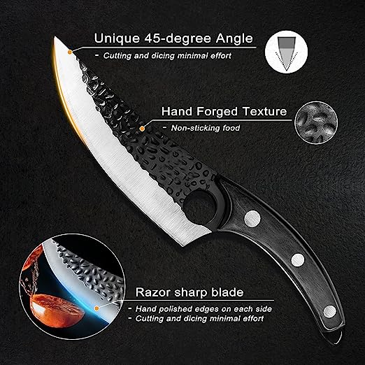 Knife Japan Fillet Knife, Hand Forged High Carbon Stainless Steel Meat Cleaver Knife, Chef Knife for Kitchen, Home and BBQ
