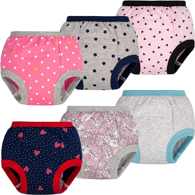 Boys' 6 Pack Toddler Potty Training Pants 100% Cotton Waterproof, 100% cotton potty training underwear for boys, GIRLS