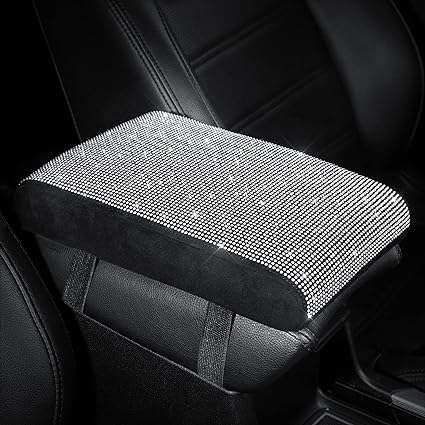 Foam Armrest Cushion Pad with Crystal Rhinestones, Auto Center Console Cover