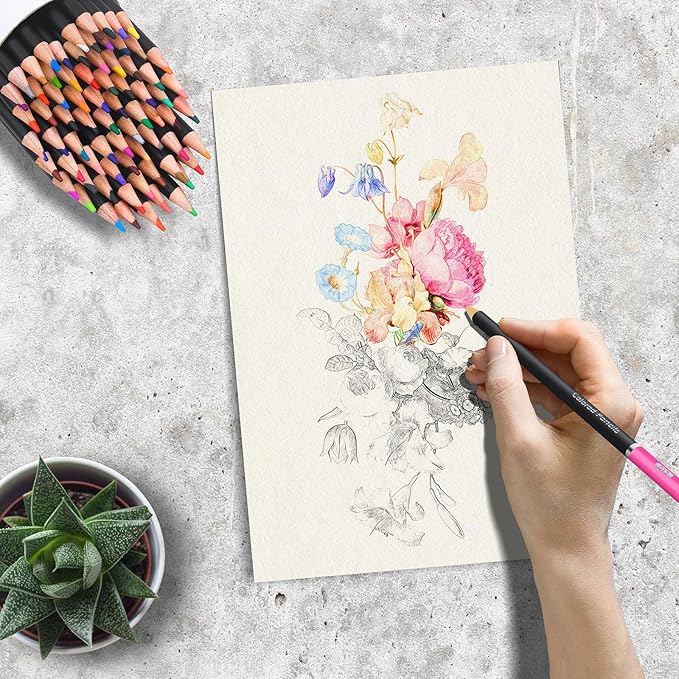 72-colored pencils have soft and highly-pigmented leads for smooth coverage and effortless layering,  Set for Adult Coloring, Quality Soft Core, Coloring Pencils for Artists Drawing Pencils Art Supplies