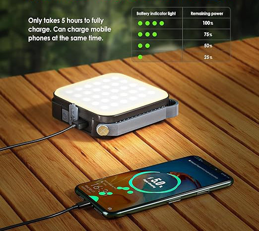 outdoor activities or home power outages. It also can be charged as a power bank via the USB port of your phones or other devices. (USB C cable included, Portable 3 Bright 4 Color Modes Camping Lamp 4000mAh