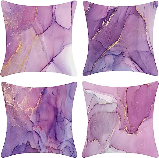 Throw Pillow Covers 18 x18 Set of 4 Graffiti Orange Pillow Cases Mid Century Modern Pillowcase Boho Geometric Cushion Covers for Couch Car Sofa Bedroom Minimalist Decor