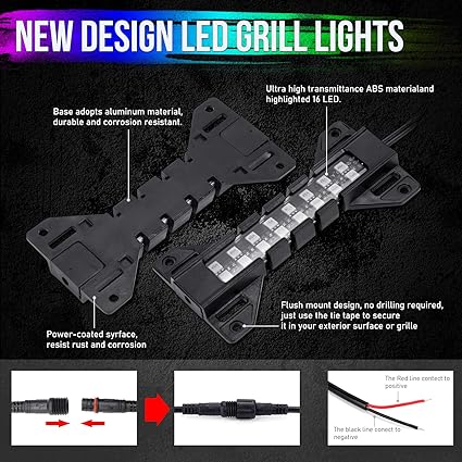 Color-Music-Timing-Flashing 4 Pods Front Grille Light, Smart  APP Control - for Truck