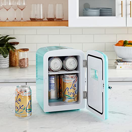 Mini Retro 6 Can Beverage Refrigerator-Blue