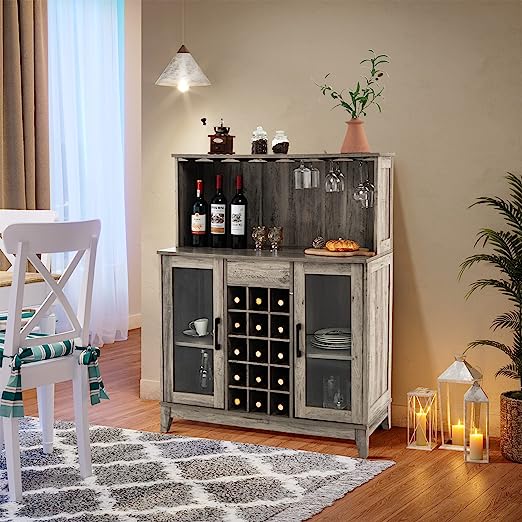 Wine Rack Freestanding with Glass Holder Wine Bottle Stand and Storage Rack Wine Stand Rack for Floor Kitchen Living Room