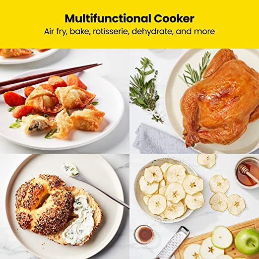 Chefman Multifunctional Digital Air Fryer+ Rotisserie, Dehydrator, Convection Oven, 17 Touch Screen Presets Fry, Roast, Dehydrate & Bake, Auto Shutoff, Accessories Included, XL 10L Family Size, Black
