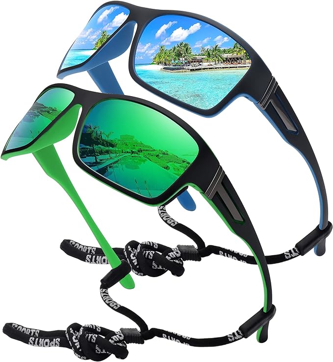 protection coating, blocks 100% harmful UVA & UVB Rays. Sunglasses for Men Women Unbreakable Frame Fishing