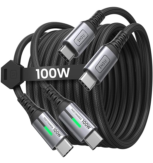 Exclusive FLYWEAVE braided nylon coat, plus flexible anti-rupture SR joints,USB C to USB C Cable, [6.6ft 100W, 2Pack ] Fast Charging PD USB C Charger Cable, Nylon Braided Type C Cable for Samsung S23 S22 iPhone 15 Pro Max etc