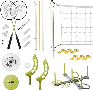 Includes a full ring toss set with (4) plastic rings, target AND MORE -  Combo Outdoor Game Set - Backyard, Beach + Camping Games for Kids