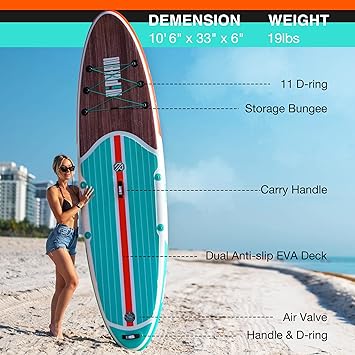 perfect to bring furry pets along. From the design to the production process, Niphean ensures that every detail of the sup paddle board meets high standards. 10’6’’Inflatable Paddle Boards for Adults