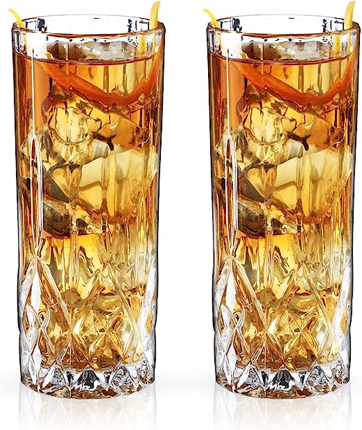 Set of 2,  Drinkware Hurricane Glasses, Kitchen Glasses for Cocktail, Iced Coffee, Beer, Ice Tea, Wine, Whiskey, Water
