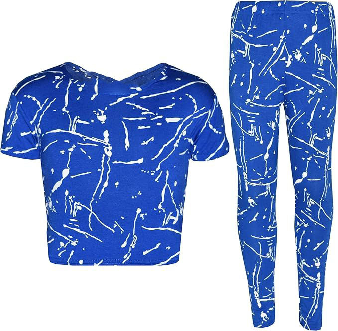 Fashion Legging Set, Kids Splash Print Stylish Crop Top