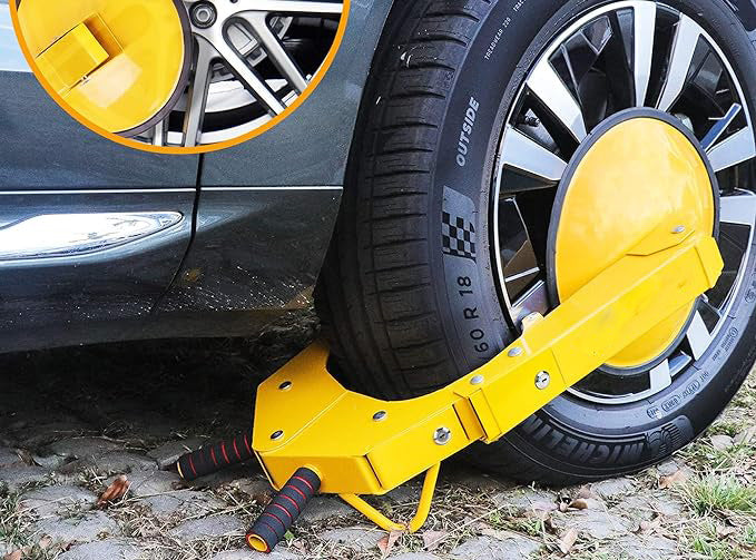 Locks Anti-Theft Trailers Wheel Clamp Lock Parking Boot for Cars, Upgraded Dual Lock Adjustable Claw Lug Nuts Cover