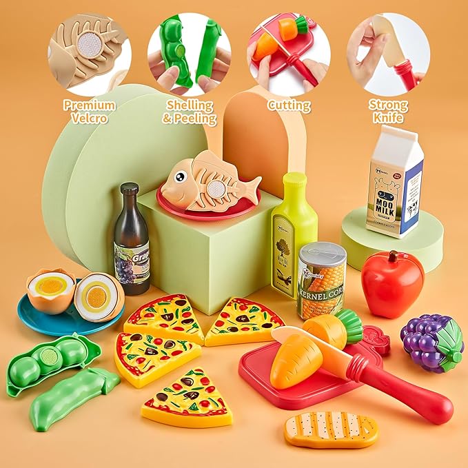 play food for kids kitchen is the right choice for any toddler, Kids Kitchen Playset with Play Food, Stainless Steel Cookware, Kitchen Toys Pots and Pans