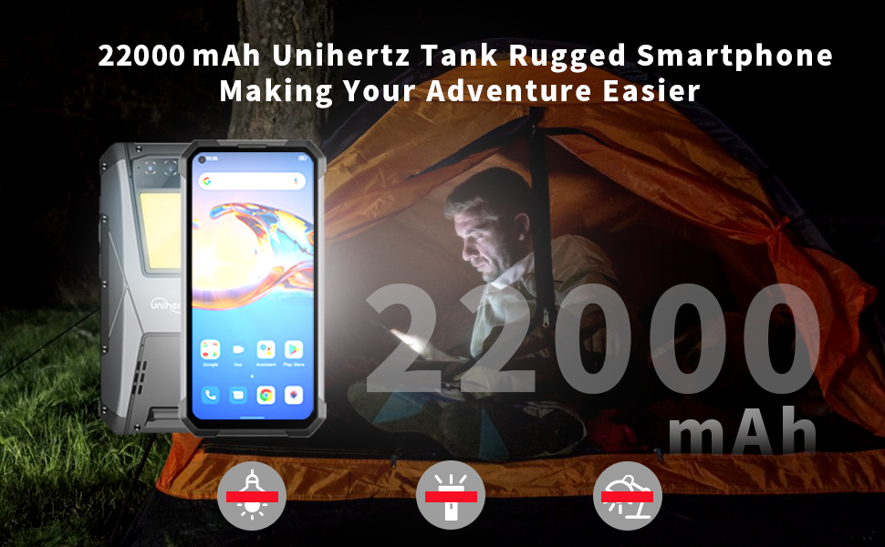 Unihertz Tank 4G Rugged Smartphone Unlocked with 22000mAh Largest Battery, 66W Fast Charging, 6.81