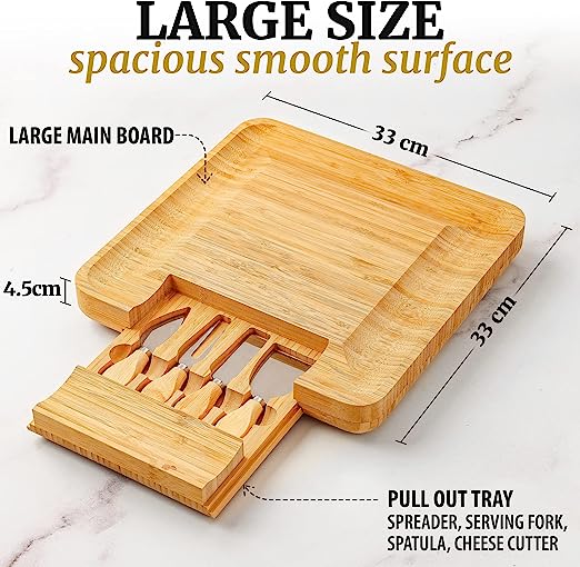 Ideal Serving Platter & Wooden Tray - Fitting Couples Gifts & House Warming Gifts