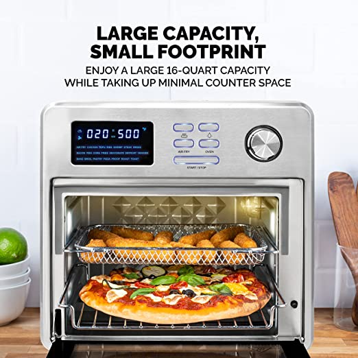 Chefman Multifunctional Digital Air Fryer+ Rotisserie, Dehydrator, Convection Oven, 17 Touch Screen Presets Fry, Roast, Dehydrate & Bake, Auto Shutoff, Accessories Included, XL 10L Family Size, Black