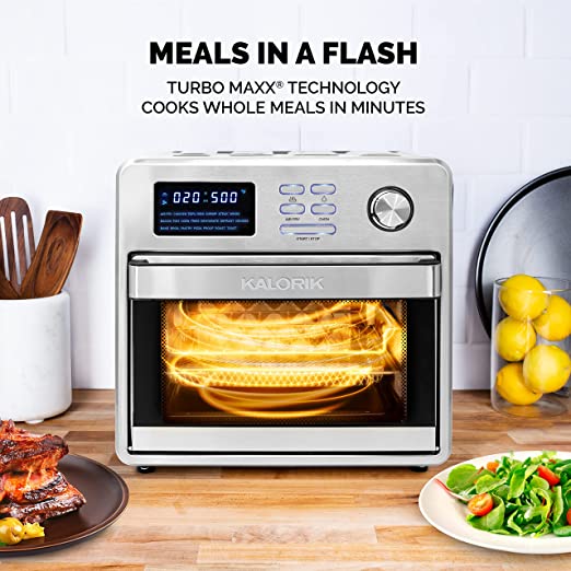 Chefman Multifunctional Digital Air Fryer+ Rotisserie, Dehydrator, Convection Oven, 17 Touch Screen Presets Fry, Roast, Dehydrate & Bake, Auto Shutoff, Accessories Included, XL 10L Family Size, Black