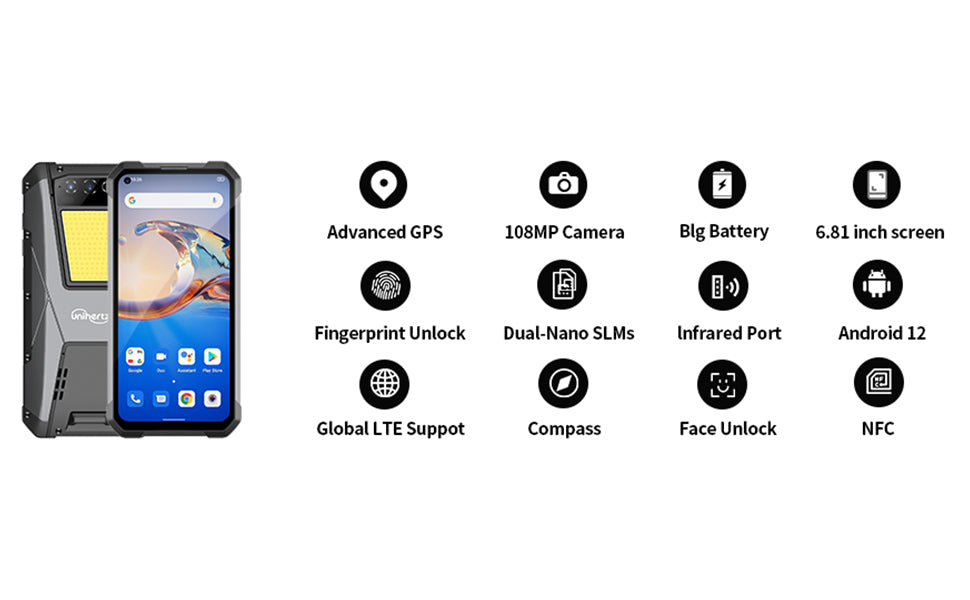 Unihertz Tank 4G Rugged Smartphone Unlocked with 22000mAh Largest Battery, 66W Fast Charging, 6.81