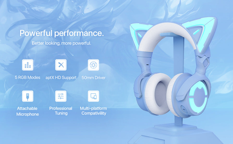 Cat Ear Headphon, Wireless & Wired Gaming Headset