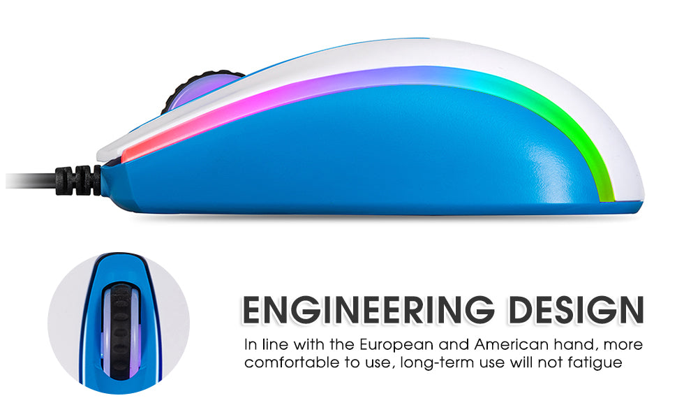 Wired Mouse, 1200DPI, Rainbow Breathing Light, USB Computer Mouse, Mouse with rainbow light ,Precise tacking and easy selction, No need to install any other drivers or software.