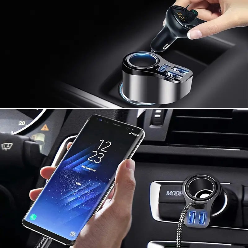 Fast Car Charger Adapter,USB Cigarette Lighter Adapter Socket Splitter With 3 USB Ports,