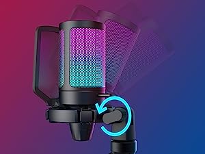 Microphone for Computer PC PS5, RGB Condenser microphone capsule truly feedback your voice details. Fluent clear sound quality shortens communication or interaction distance between you and your teammates or audience, as if in face-to-face. for Streaming
