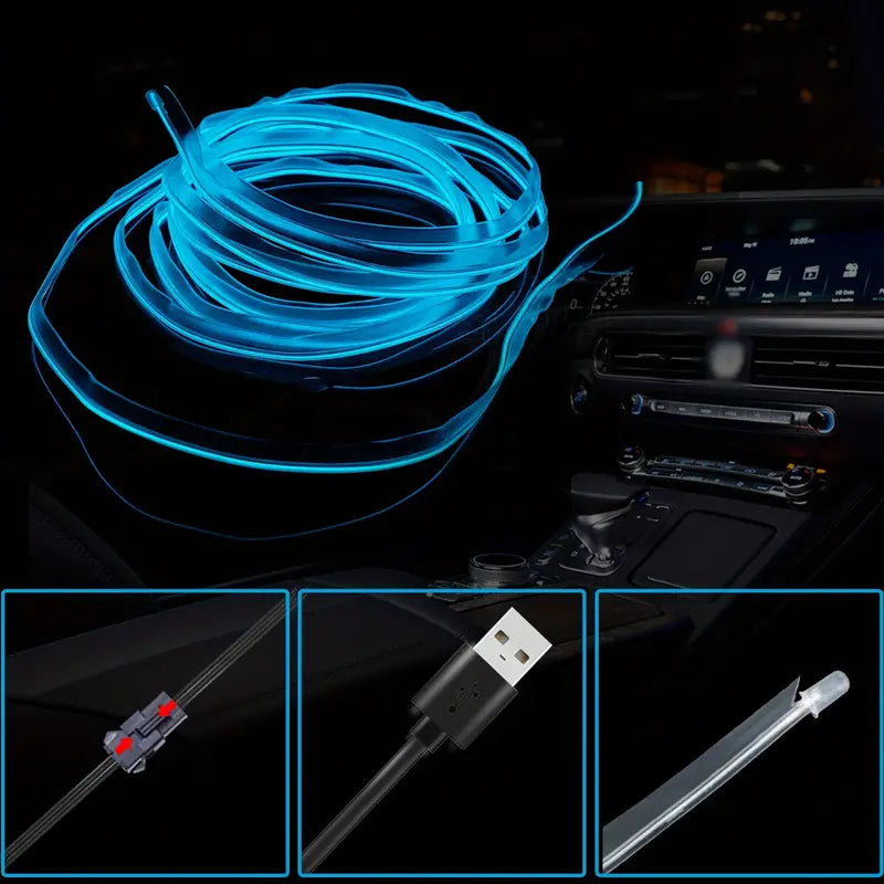 1 USB Neon Wire Light Kit for Car Ambient Lighting,  (5m/5V)