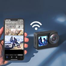 AKASO Brave 7 4K30FPS Waterproof Camera - 20MP WiFi Action Camera with Touch Screen IPX8 33FT Underwater Camera EIS 2.0 Zoom Support External Mic Voice Control with 2X 1350mAh Batteries Vlog Camera