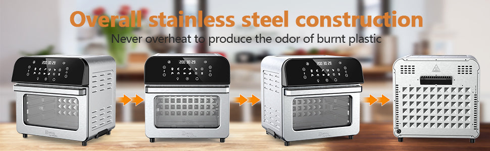 Whall Air Fryer,12 In-1 12QT Air Fryer Toaster Oven for Rotisserie, Roast, Bake and Dehydrate, Stainless Steel AirFryer with 12 Cooking & 5 Security Presets, Digital Touchscreen, Accessories & Recipes