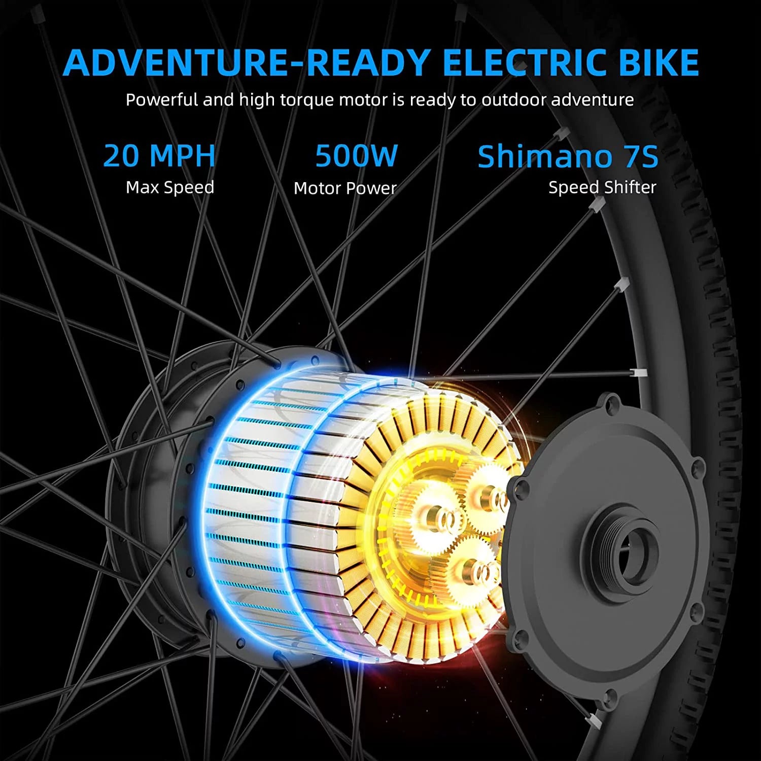 Electric Bike, 500W Motor Electric Bicycle for Adults, 91km Range , Wheelspeed 27.5 Shimano 7-Speed Commuter E-Bike