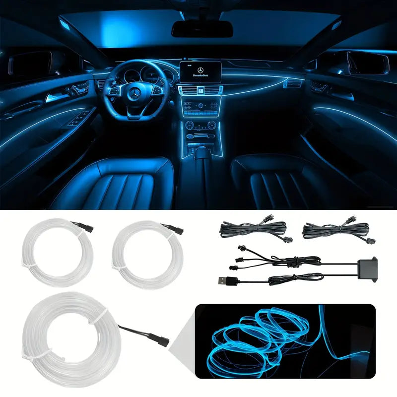1 USB Neon Wire Light Kit for Car Ambient Lighting,  (5m/5V)