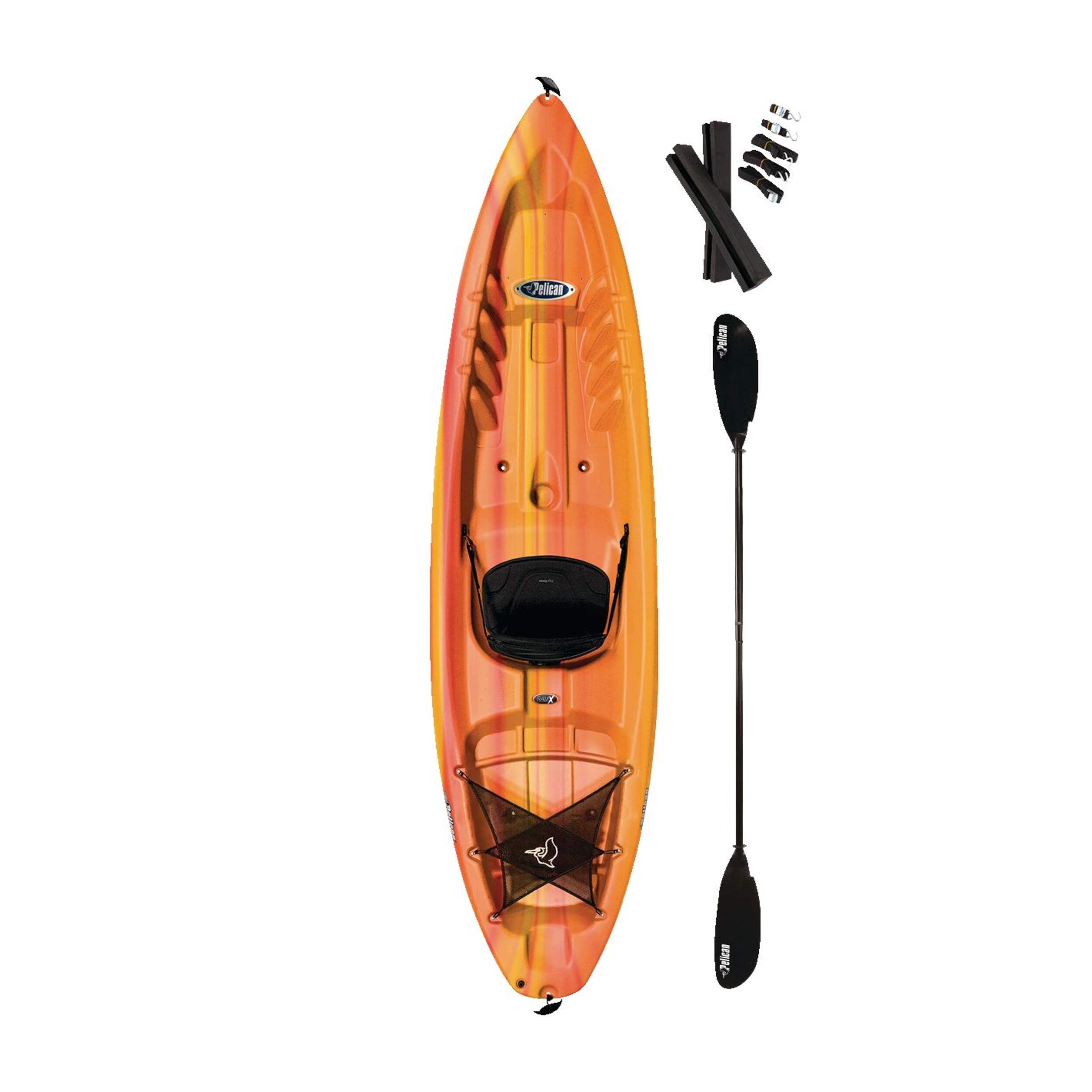 . A rear tank with bungee cords and a dual-position bottle holder ensure your gear stays put. Kayak with Accessories, 1-Person